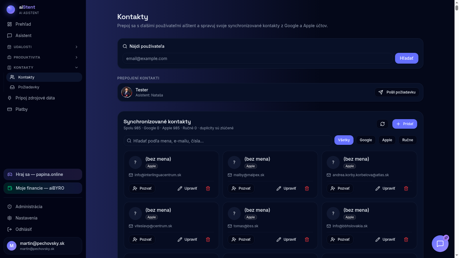 Sync z Google a Apple, bez duplicít